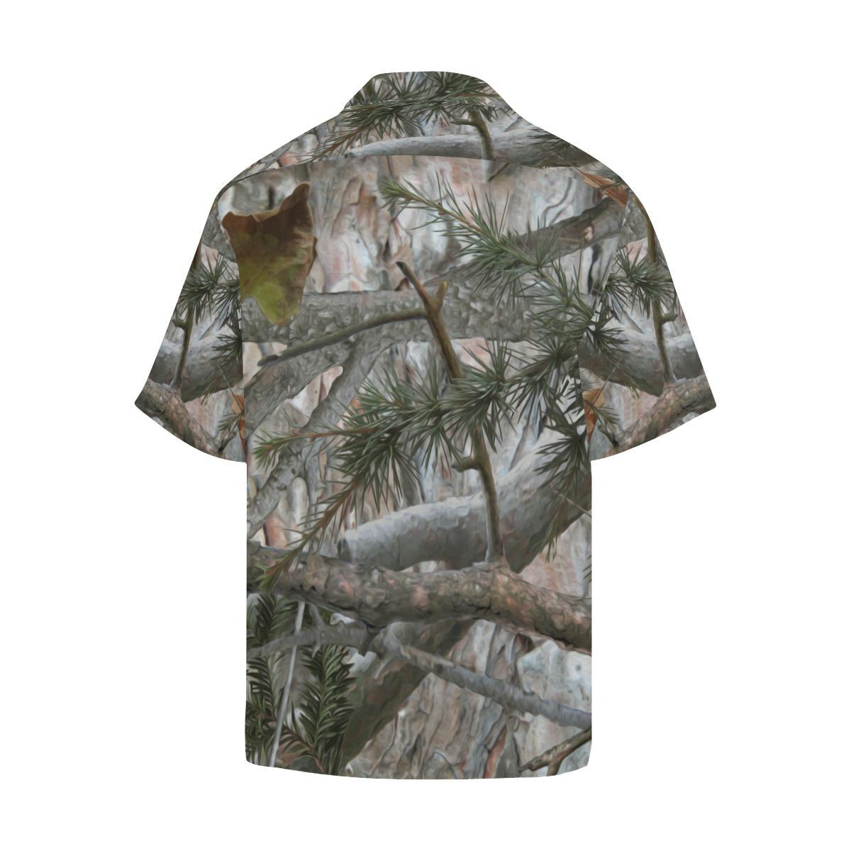 Camo Realistic Tree Forest Pattern Men Aloha Hawaiian Shirt