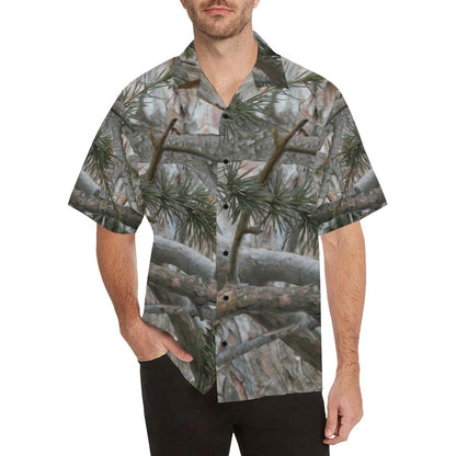 Camo Realistic Tree Forest Pattern Men Aloha Hawaiian Shirt