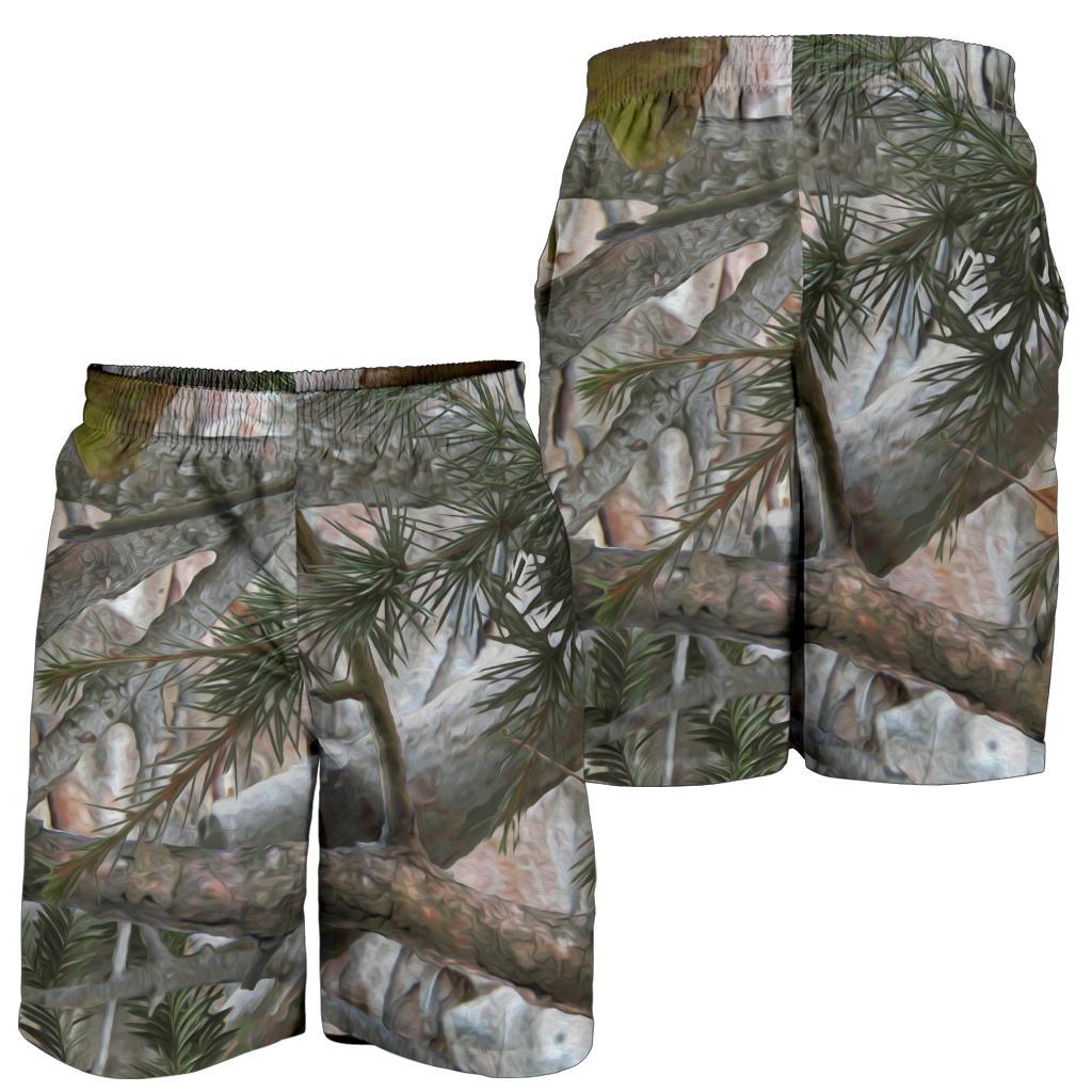 Camo Realistic Tree Forest Pattern Mens Shorts-JTAMIGO.COM