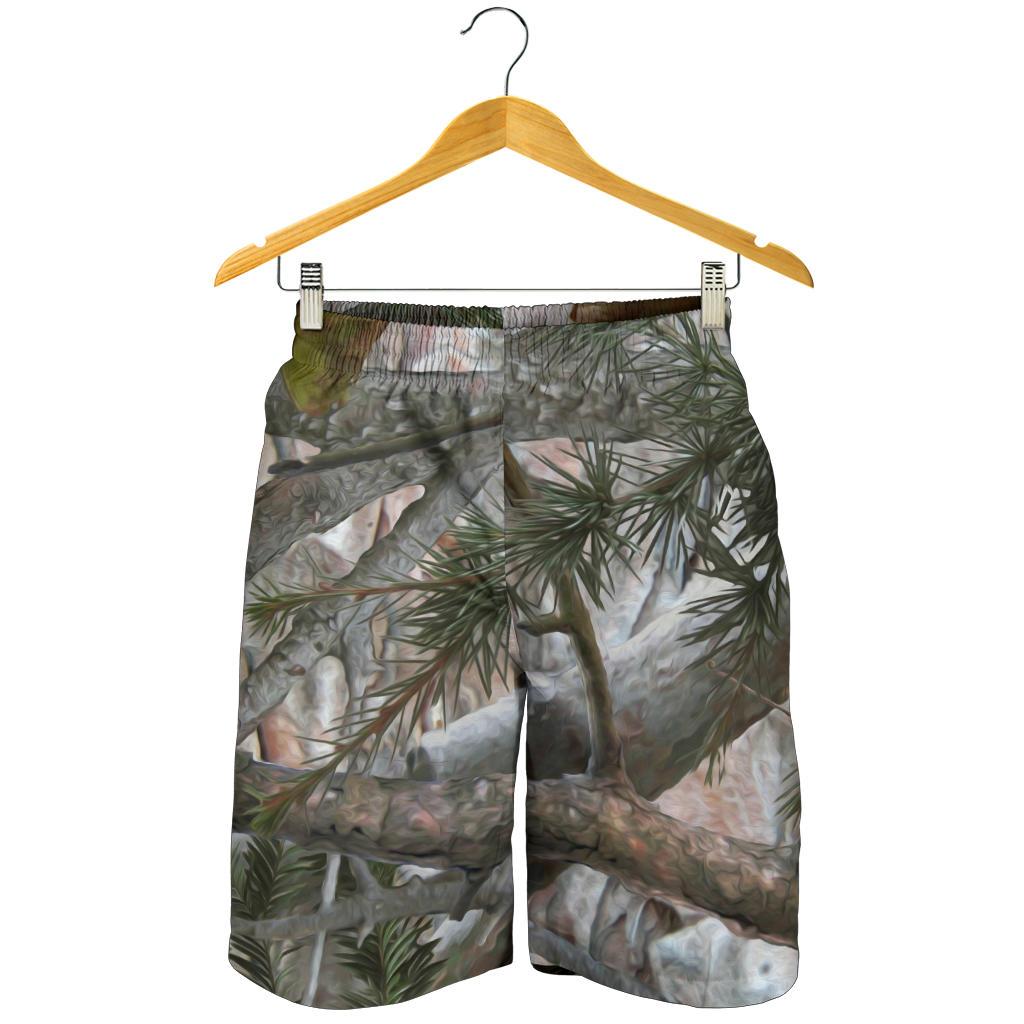 Camo Realistic Tree Forest Pattern Mens Shorts-JTAMIGO.COM