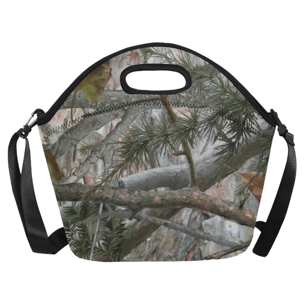 Camo Realistic Tree Forest Pattern Neoprene Lunch Bag (Model 1669)(Large)-JTAMIGO.COM