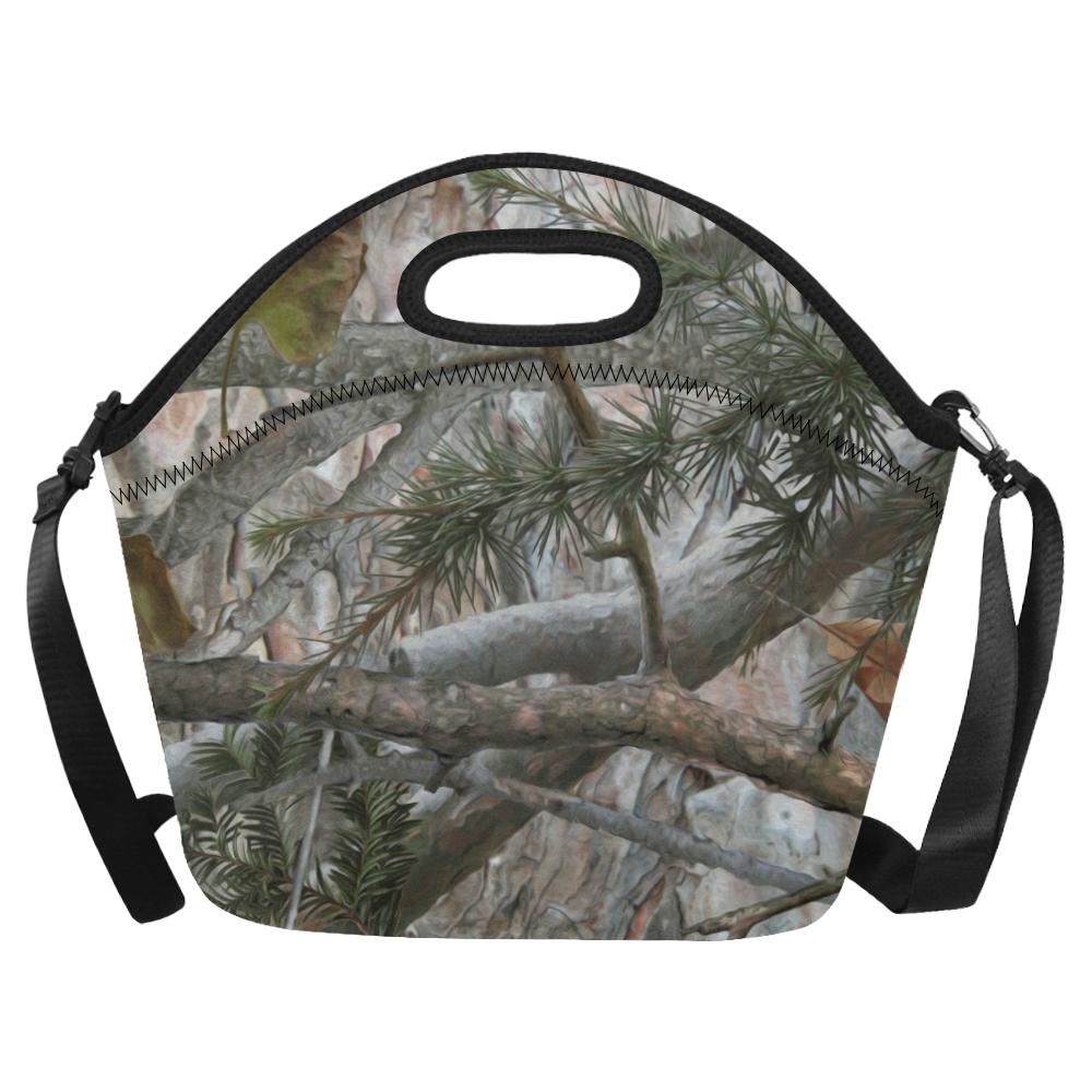 Camo Realistic Tree Forest Pattern Neoprene Lunch Bag (Model 1669)(Large)-JTAMIGO.COM