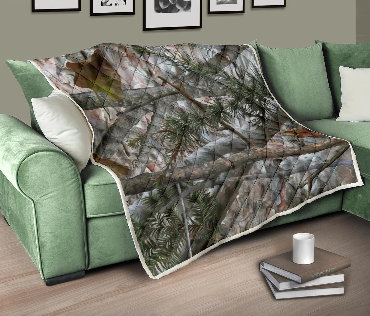 Camo Realistic Tree Forest Pattern Premium Quilt-JTAMIGO.COM