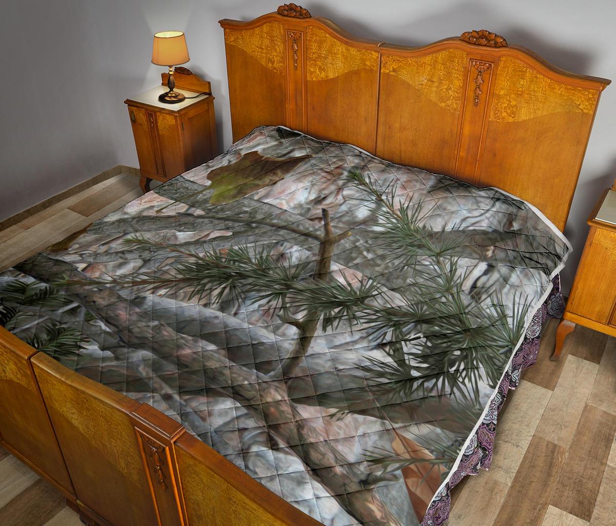 Camo Realistic Tree Forest Pattern Premium Quilt-JTAMIGO.COM