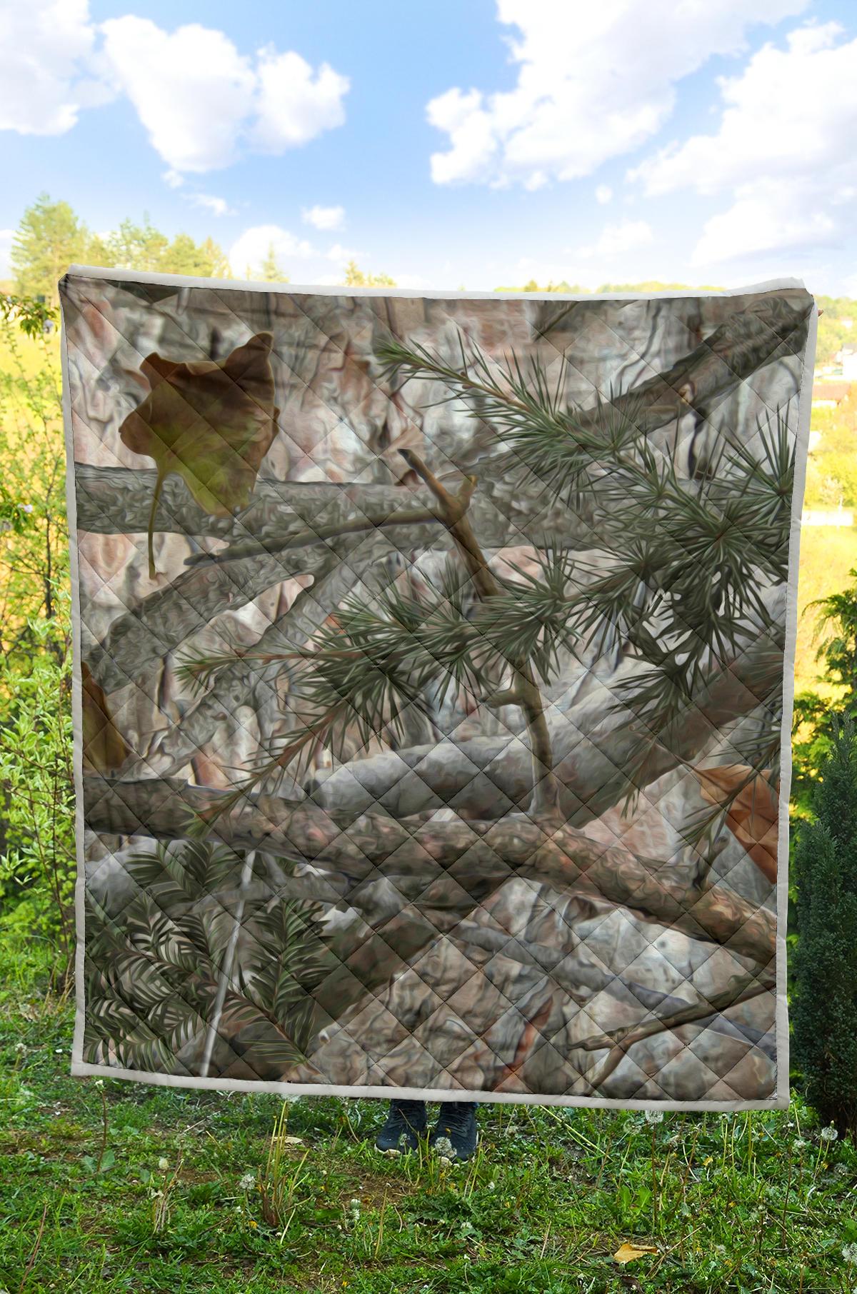 Camo Realistic Tree Forest Pattern Premium Quilt-JTAMIGO.COM