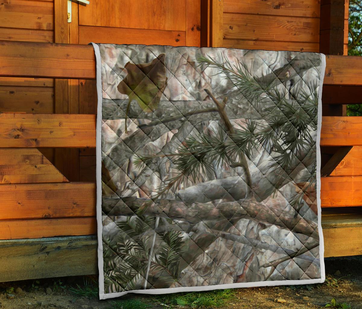 Camo Realistic Tree Forest Pattern Premium Quilt-JTAMIGO.COM