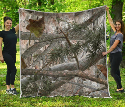 Camo Realistic Tree Forest Pattern Premium Quilt-JTAMIGO.COM