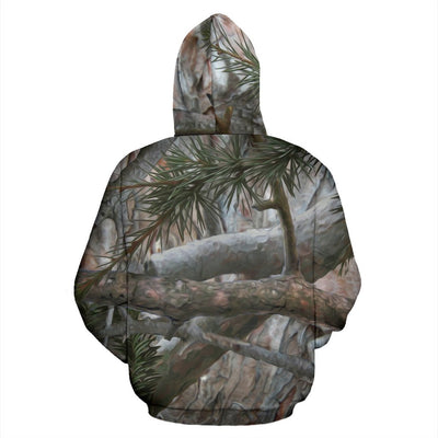 Camo Realistic Tree Forest Pattern Pullover Hoodie