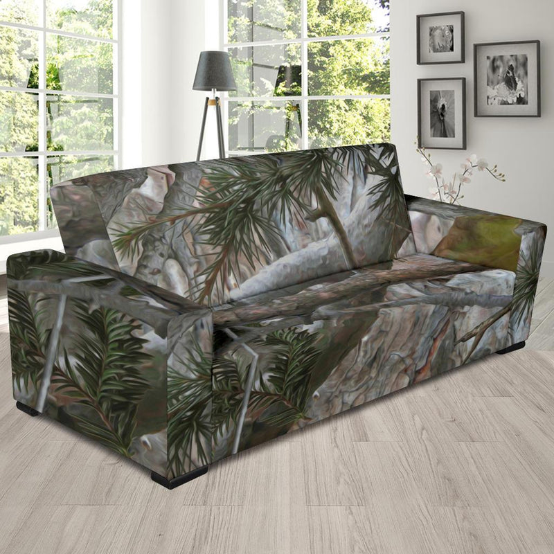 Camo Realistic Tree Forest Pattern Sofa Slipcover-JTAMIGO.COM