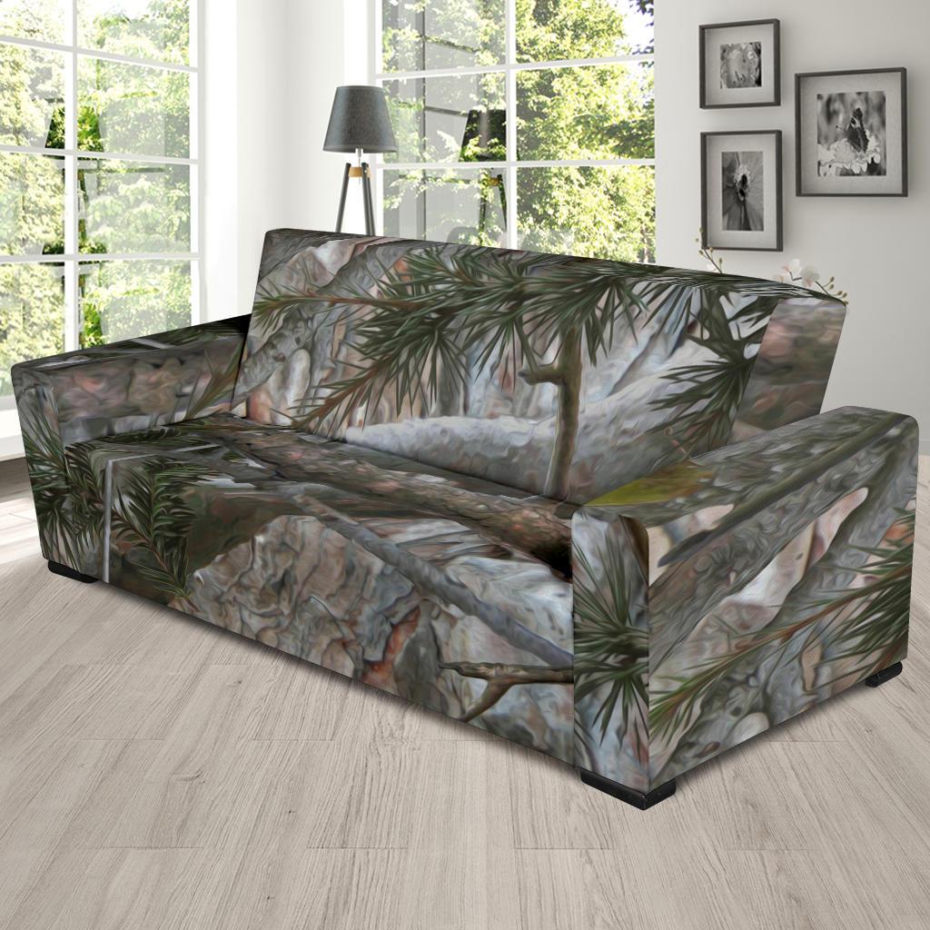 Camo Realistic Tree Forest Pattern Sofa Slipcover-JTAMIGO.COM
