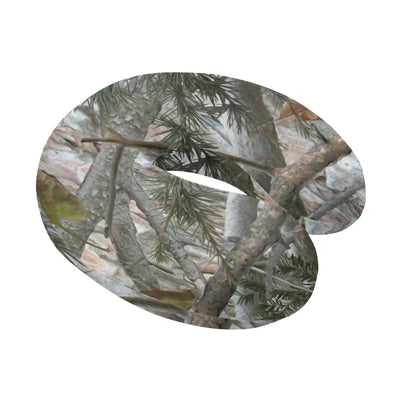 Camo Realistic Tree Forest Pattern U-Shaped Travel Neck Pillow-JTAMIGO.COM