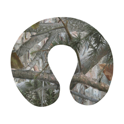 Camo Realistic Tree Forest Pattern U-Shaped Travel Neck Pillow-JTAMIGO.COM