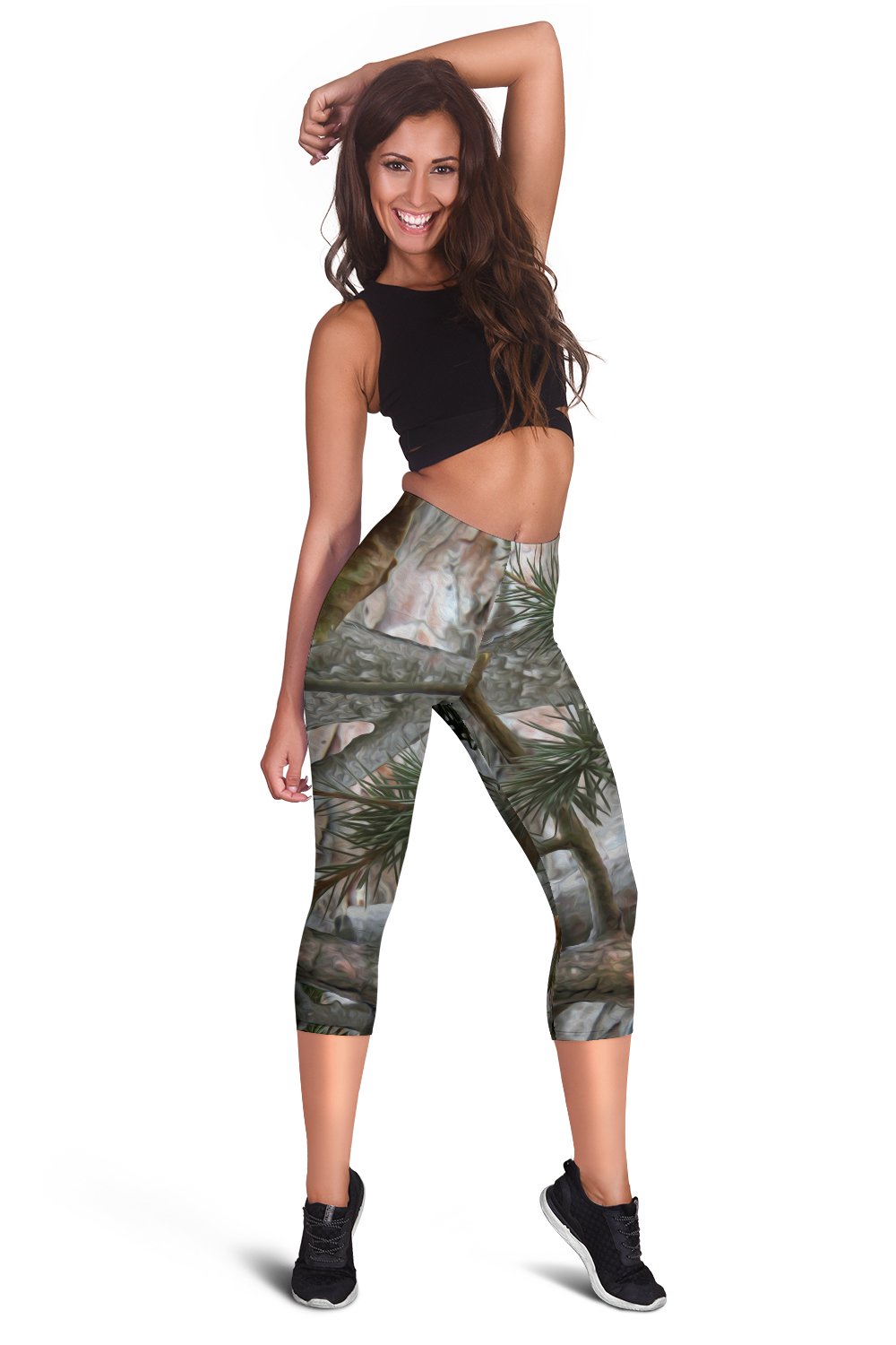 Camo Realistic Tree Forest Pattern Women Capris