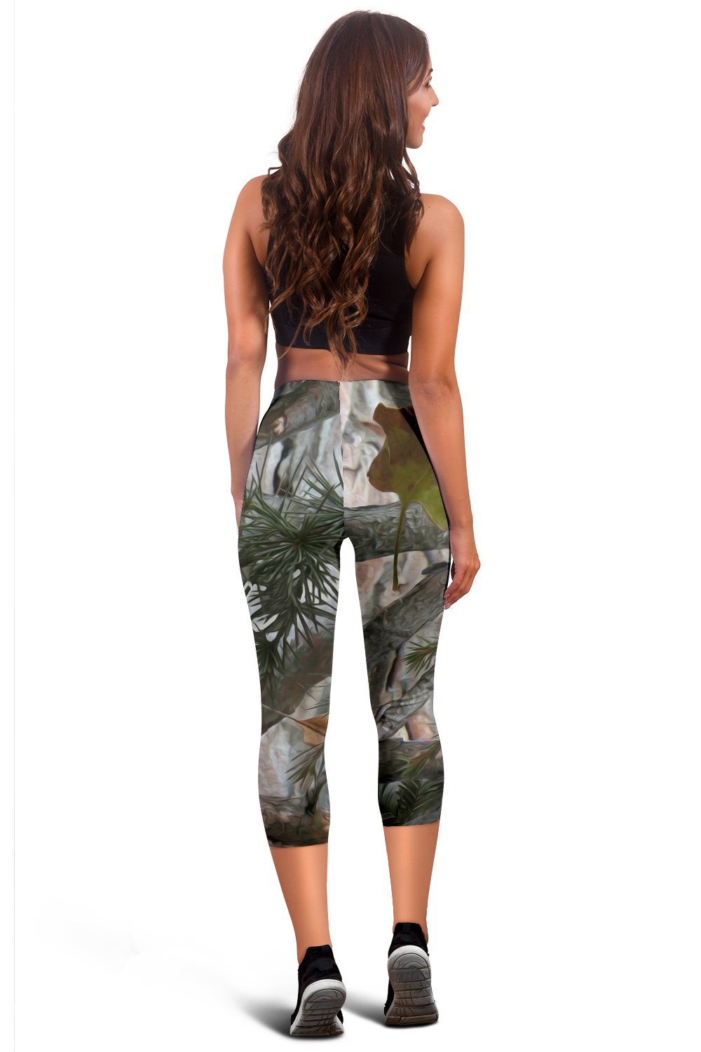 Camo Realistic Tree Forest Pattern Women Capris