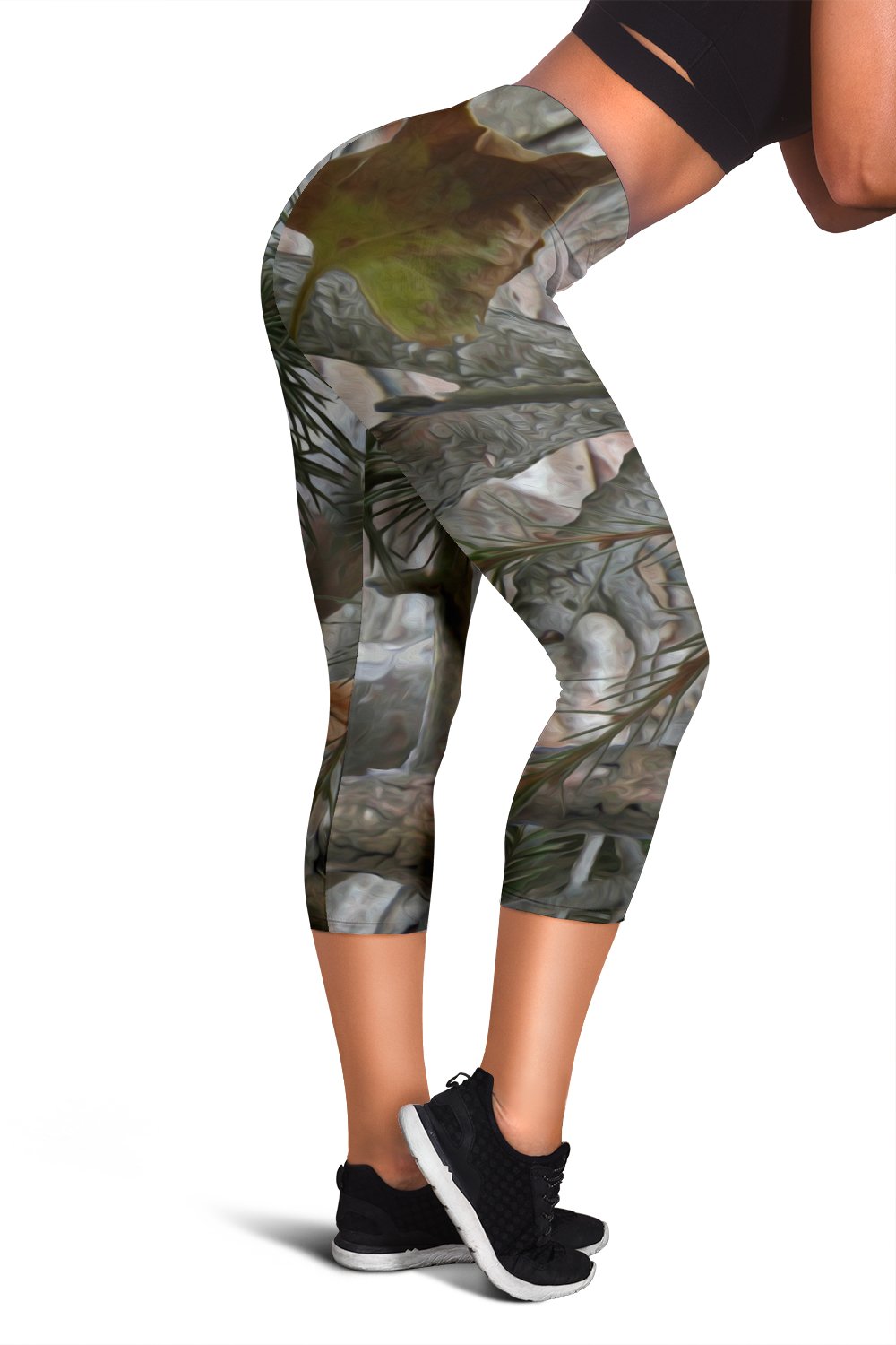 Camo Realistic Tree Forest Pattern Women Capris