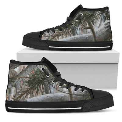 Camo Realistic Tree Forest Pattern Women High Top Shoes