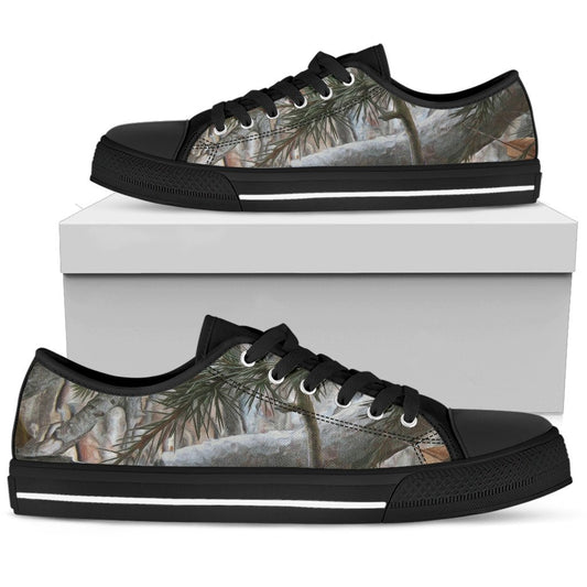 Camo Realistic Tree Forest Pattern Women Low Top Shoes