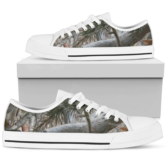 Camo Realistic Tree Forest Pattern Women Low Top Shoes