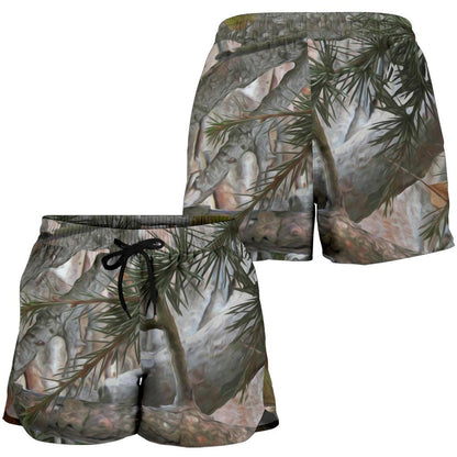Camo Realistic Tree Forest Pattern Women Shorts-JTAMIGO.COM
