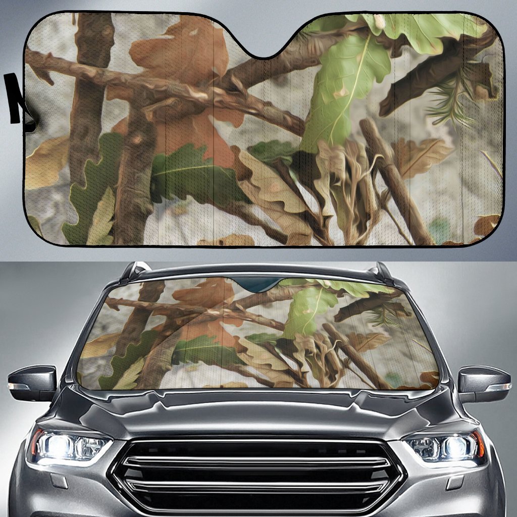 Camo Realistic Tree Forest Print Car Sun Shade For Windshield