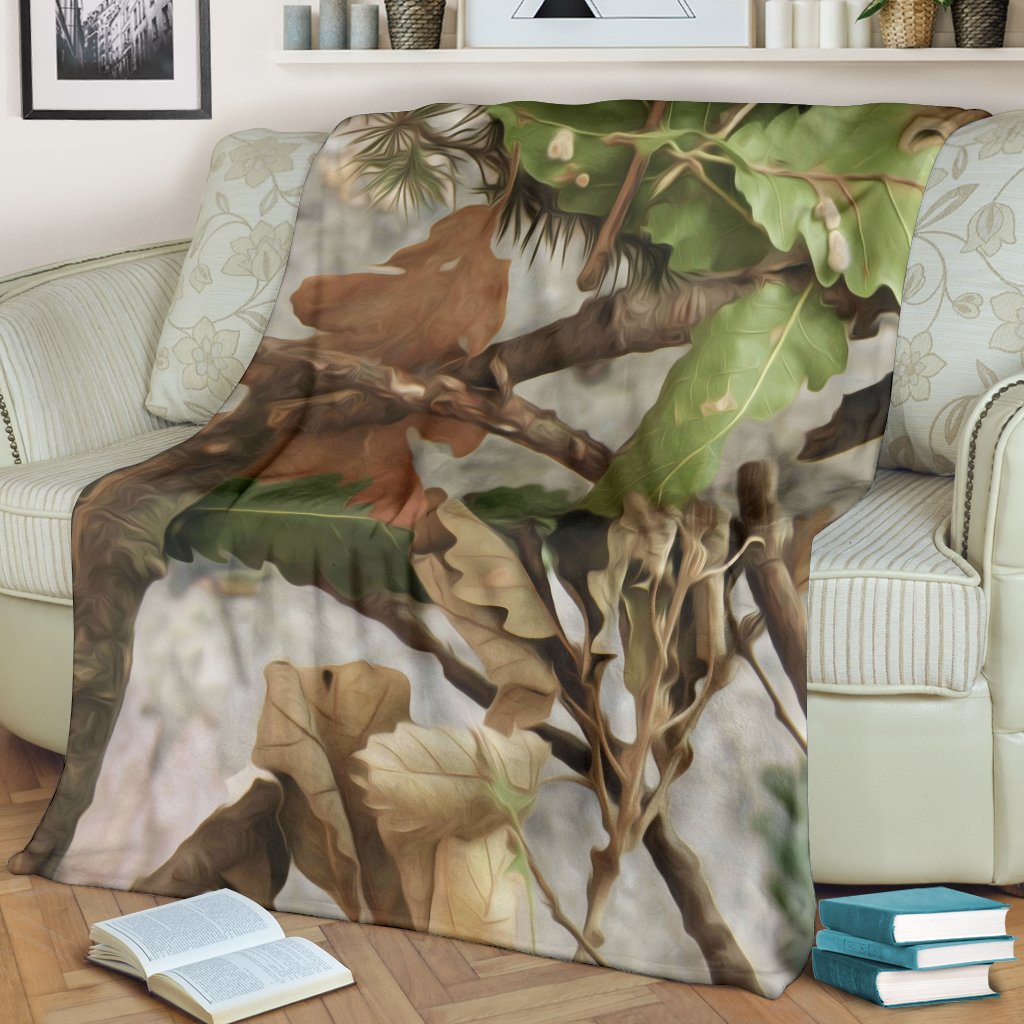Camo Realistic Tree Forest Print Fleece Blanket