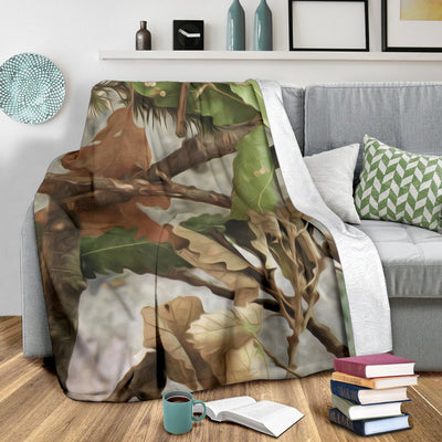 Camo Realistic Tree Forest Print Fleece Blanket