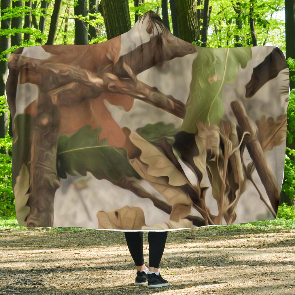 Camo Realistic Tree Forest Print Hooded Blanket-JTAMIGO.COM