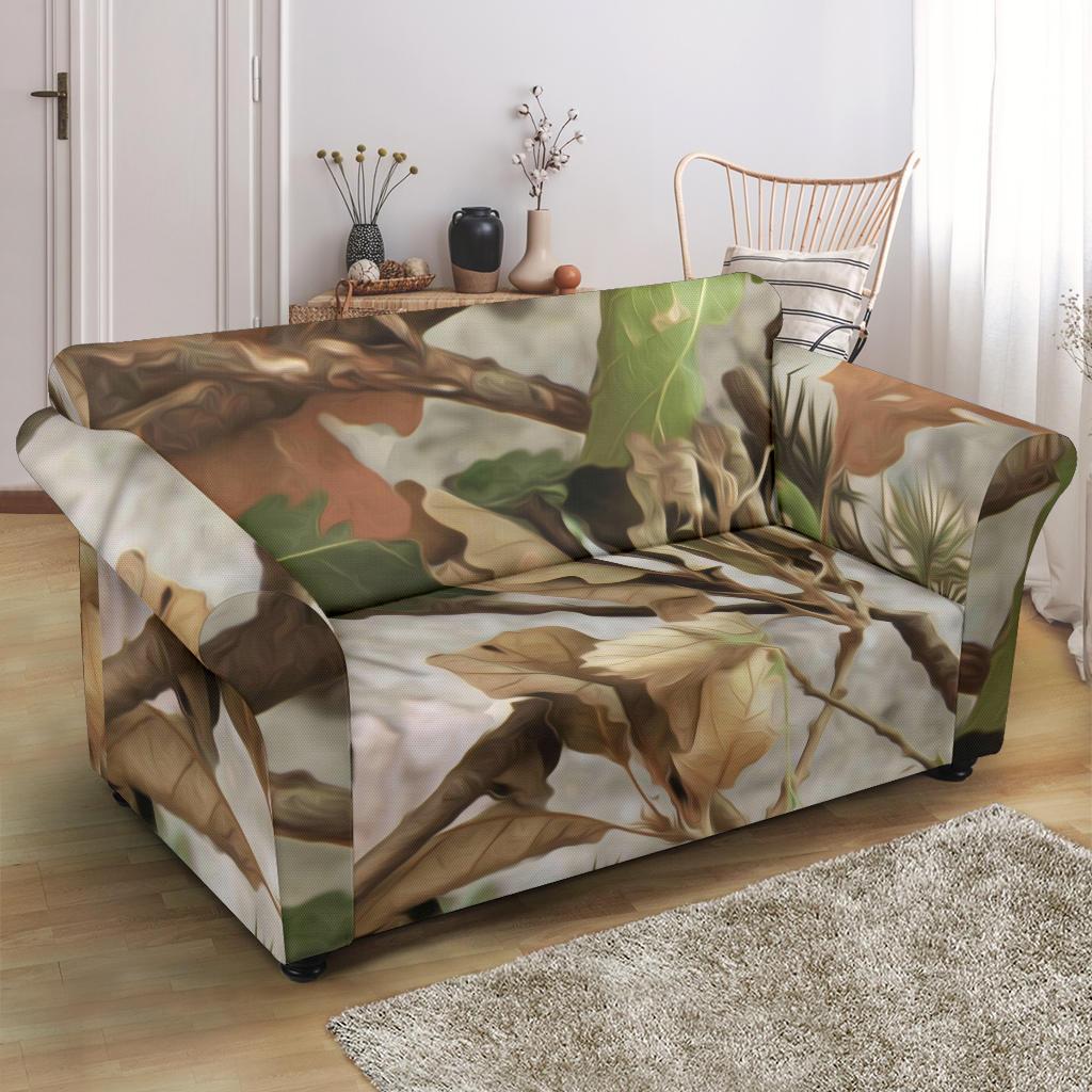 Camo Realistic Tree Forest Print Loveseat Slipcover-JTAMIGO.COM