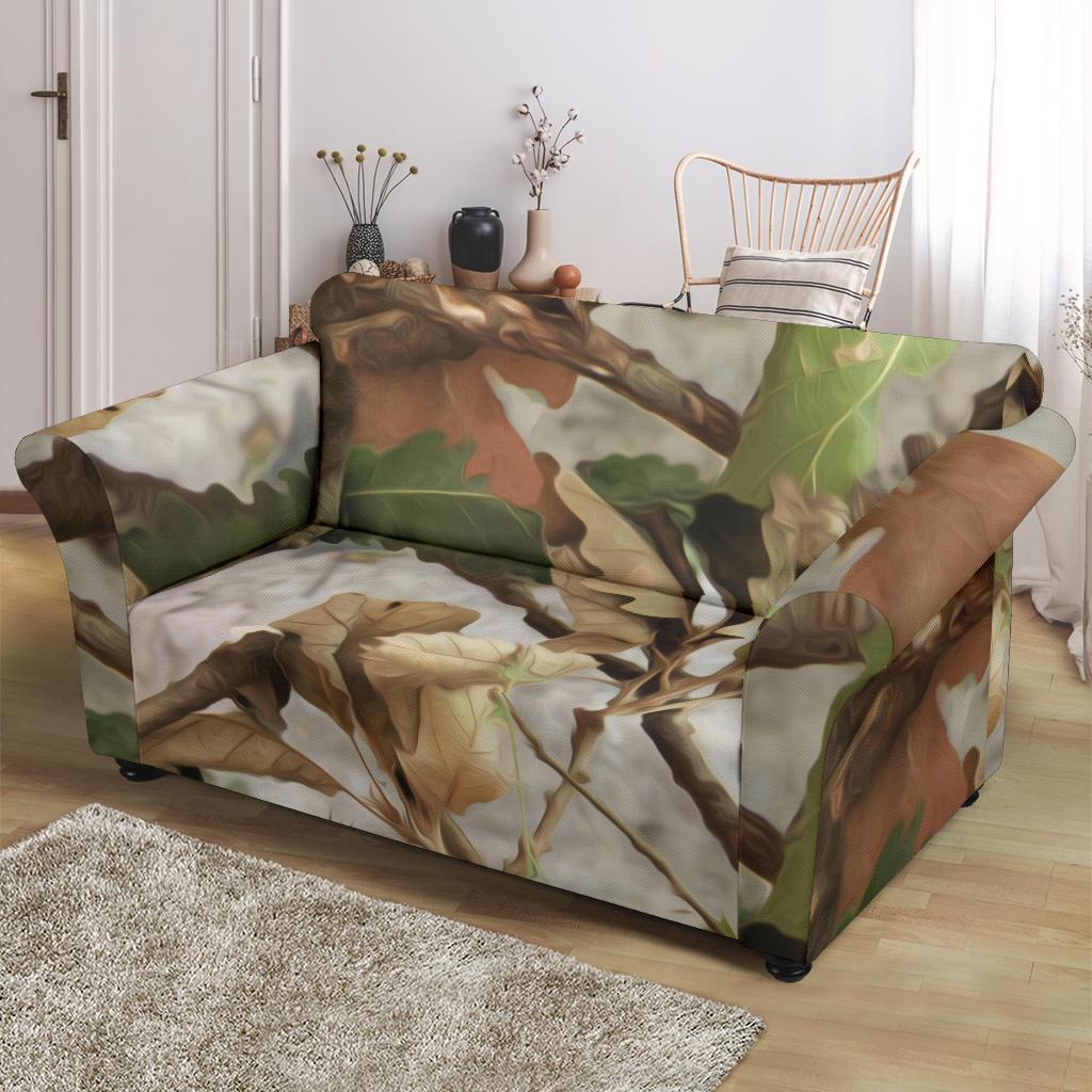 Camo Realistic Tree Forest Print Loveseat Slipcover-JTAMIGO.COM