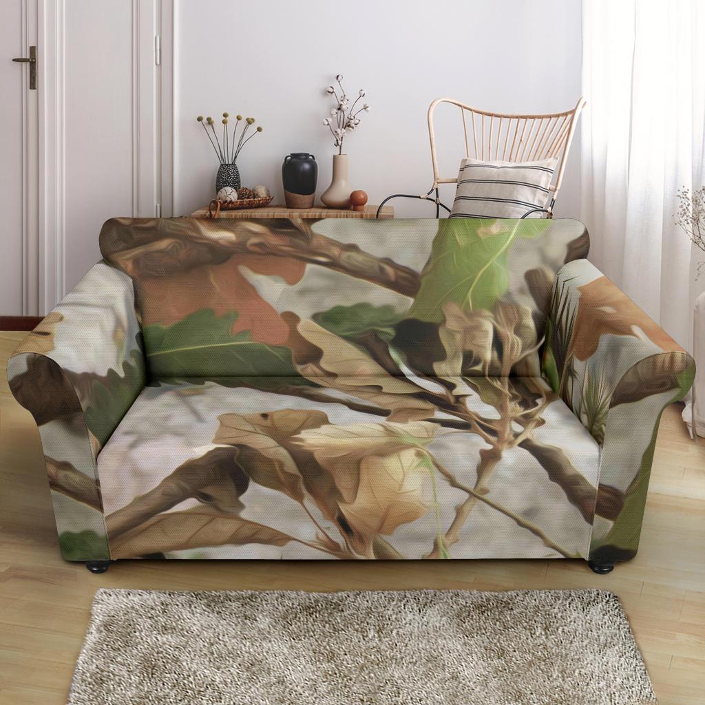 Camo Realistic Tree Forest Print Loveseat Slipcover-JTAMIGO.COM