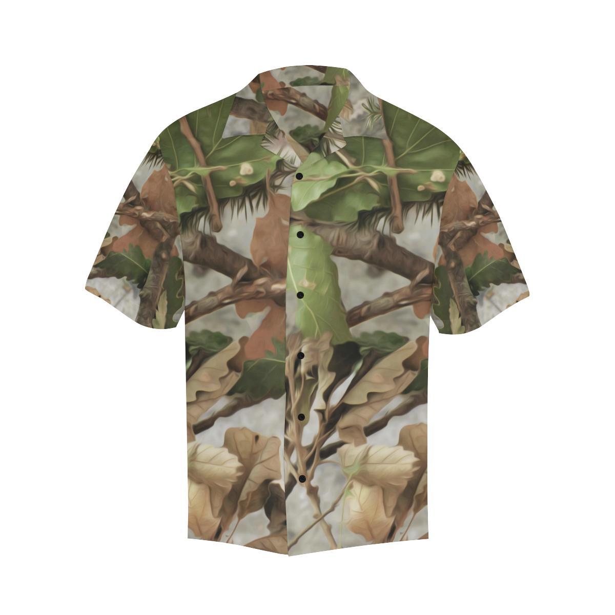 Camo Realistic Tree Forest Print Men Aloha Hawaiian Shirt