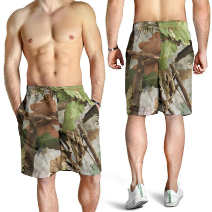 Camo Realistic Tree Forest Print Mens Shorts-JTAMIGO.COM