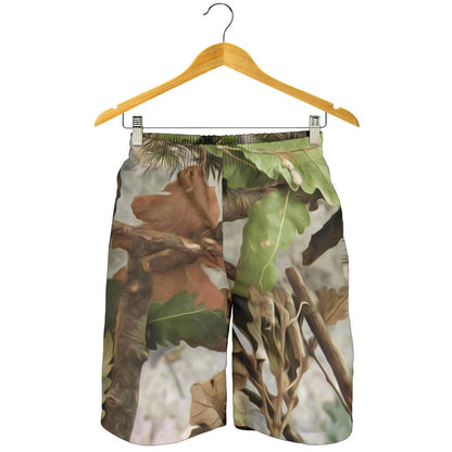 Camo Realistic Tree Forest Print Mens Shorts-JTAMIGO.COM