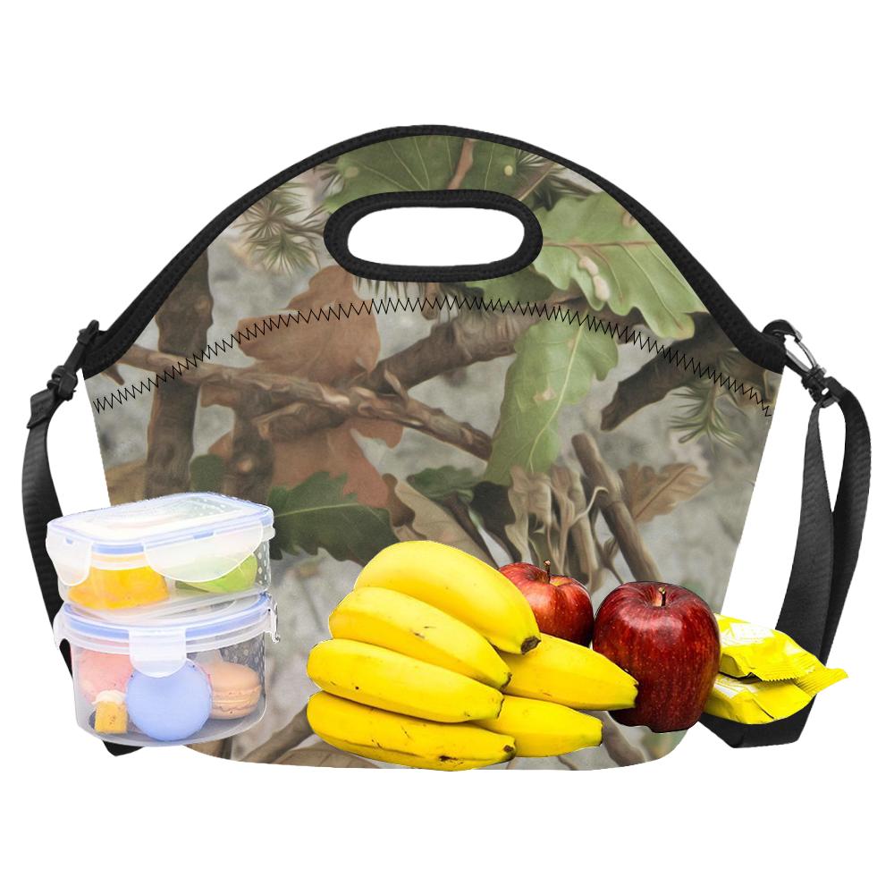 Camo Realistic Tree Forest Print Neoprene Lunch Bag (Model 1669)(Large)-JTAMIGO.COM