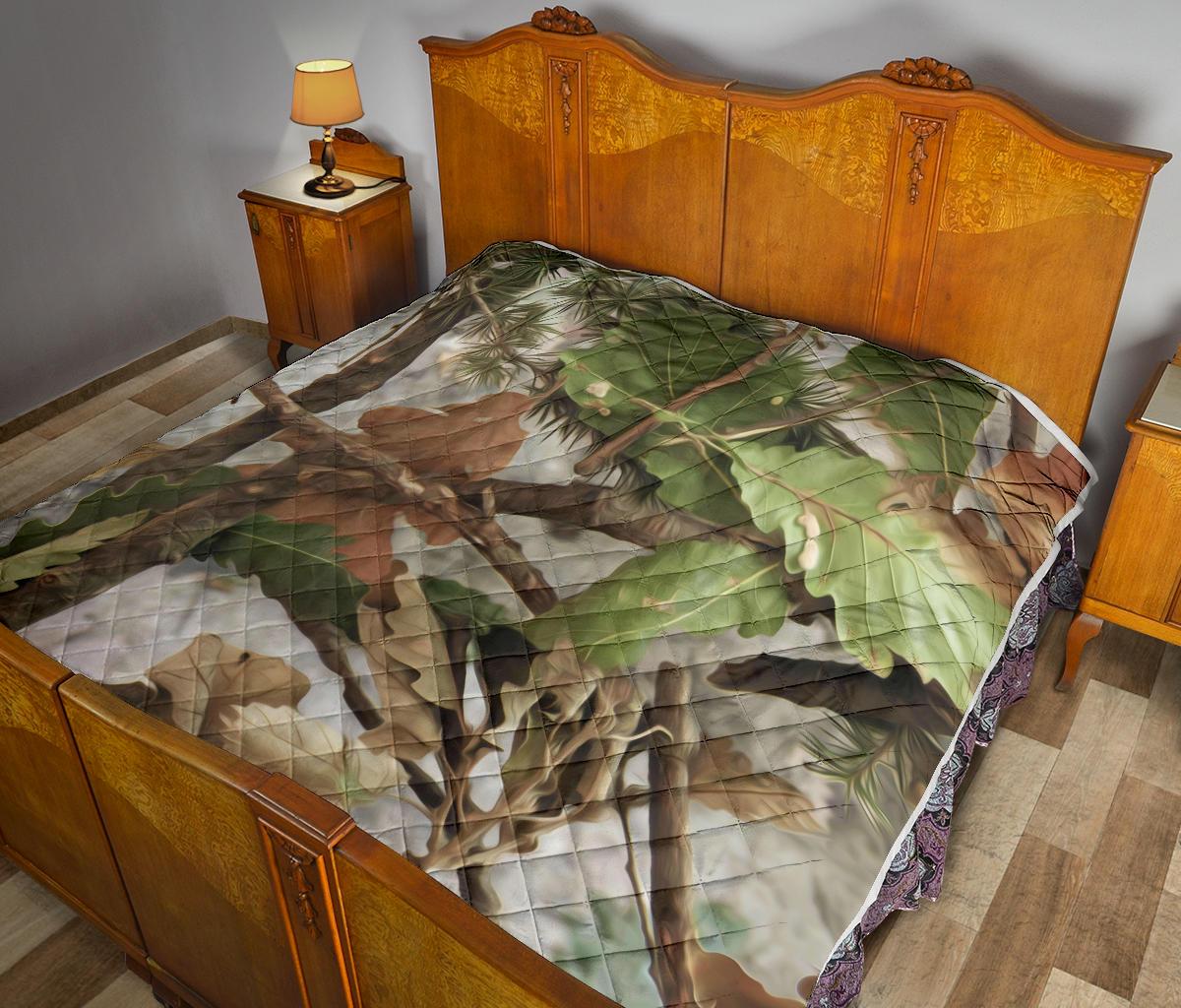 Camo Realistic Tree Forest Print Premium Quilt-JTAMIGO.COM