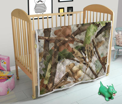 Camo Realistic Tree Forest Print Premium Quilt-JTAMIGO.COM