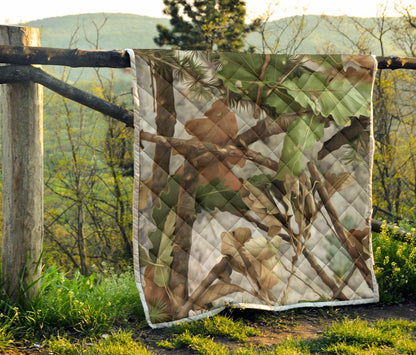 Camo Realistic Tree Forest Print Premium Quilt-JTAMIGO.COM