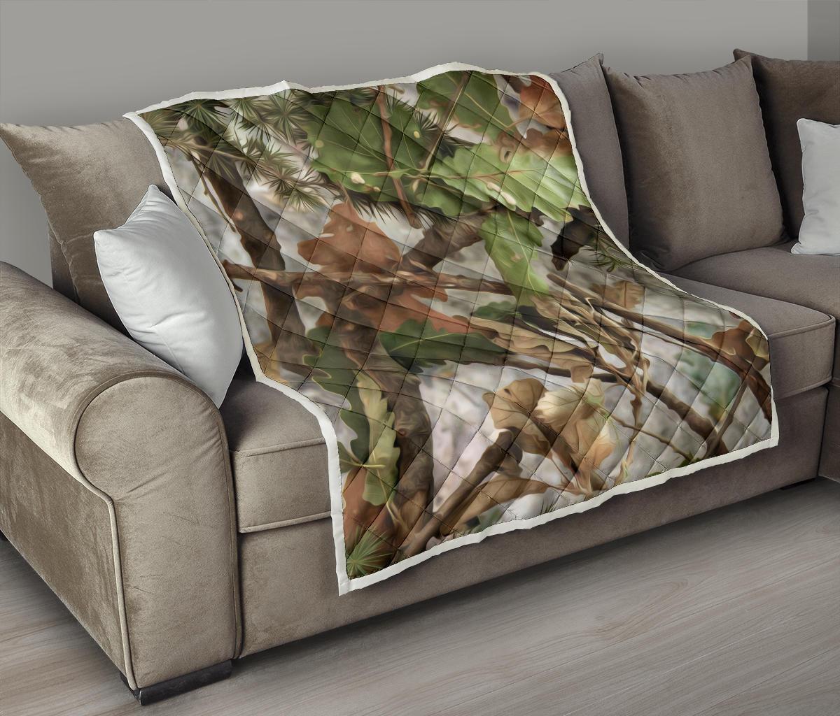 Camo Realistic Tree Forest Print Premium Quilt-JTAMIGO.COM