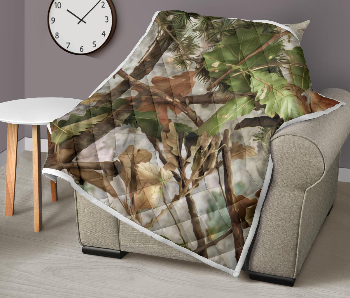Camo Realistic Tree Forest Print Premium Quilt-JTAMIGO.COM