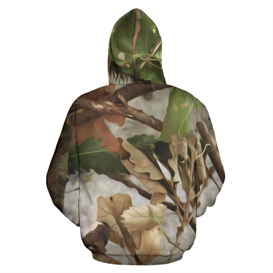 Camo Realistic Tree Forest Print Pullover Hoodie