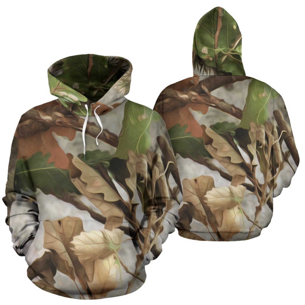 Camo Realistic Tree Forest Print Pullover Hoodie