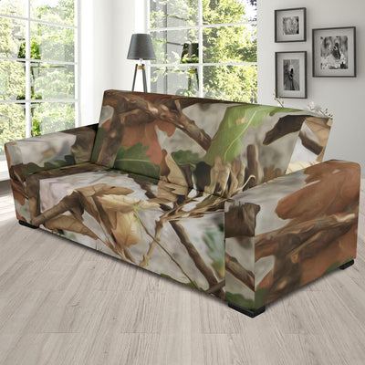 Camo Realistic Tree Forest Print Sofa Slipcover-JTAMIGO.COM