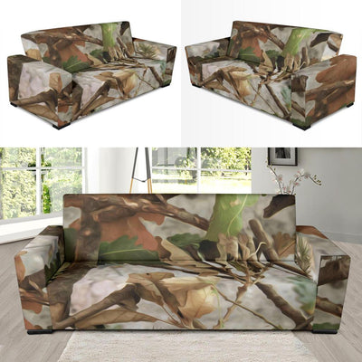 Camo Realistic Tree Forest Print Sofa Slipcover-JTAMIGO.COM