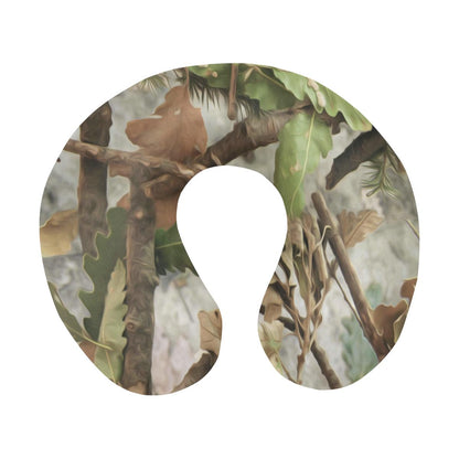 Camo Realistic Tree Forest Print U-Shaped Travel Neck Pillow-JTAMIGO.COM