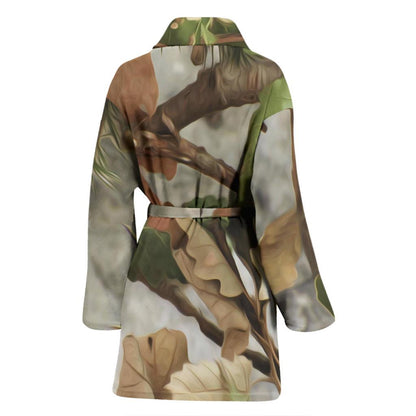 Camo Realistic Tree Forest Print Women Bath Robe-JTAMIGO.COM