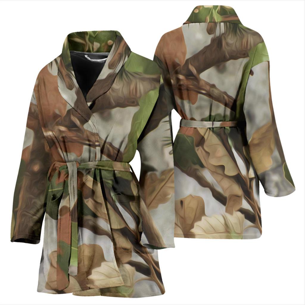 Camo Realistic Tree Forest Print Women Bath Robe-JTAMIGO.COM