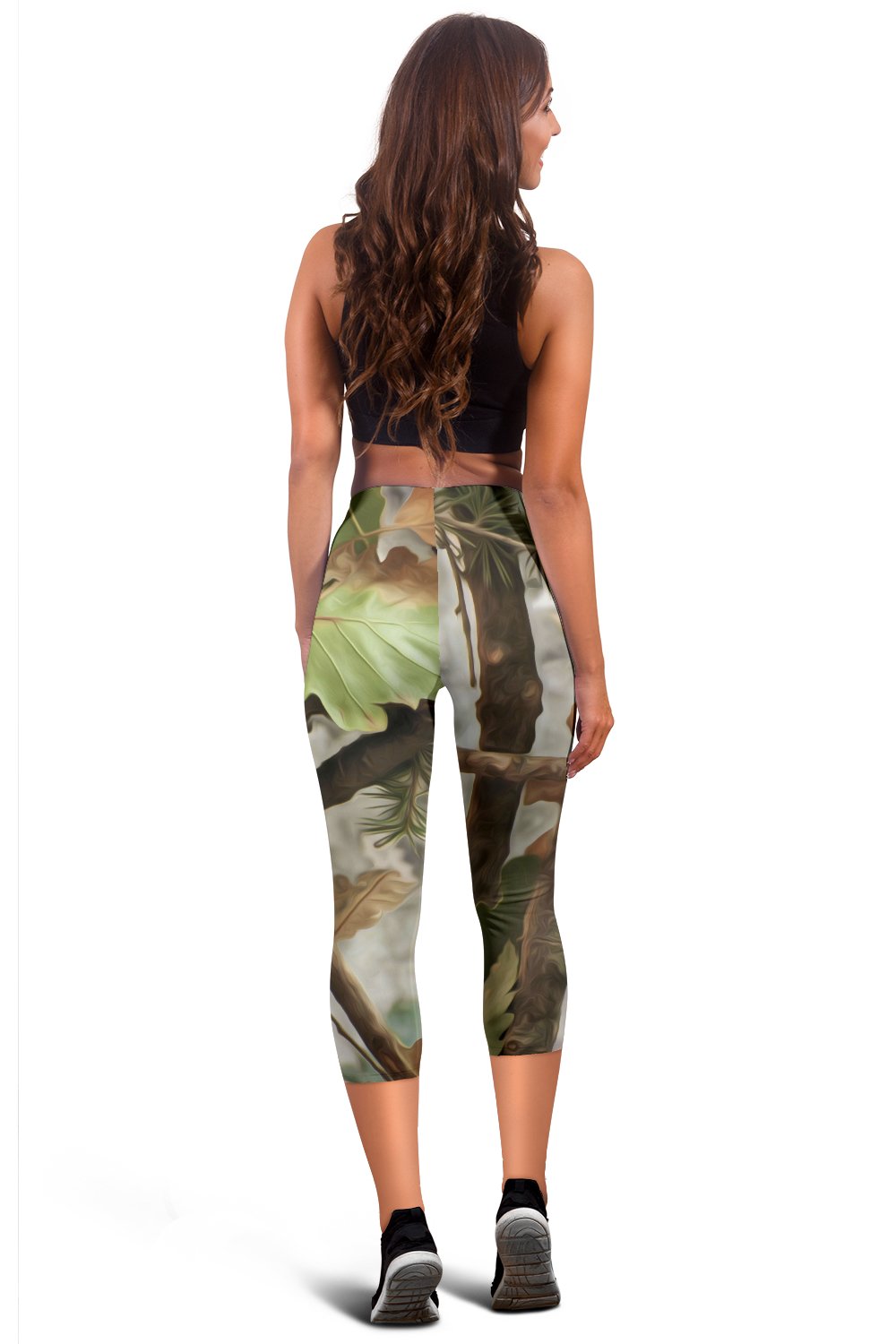 Camo Realistic Tree Forest Print Women Capris