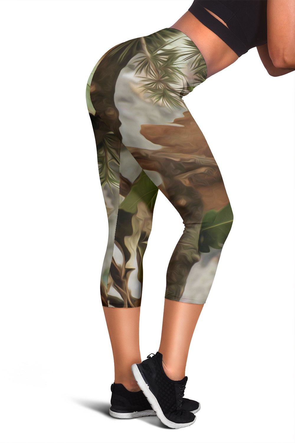 Camo Realistic Tree Forest Print Women Capris