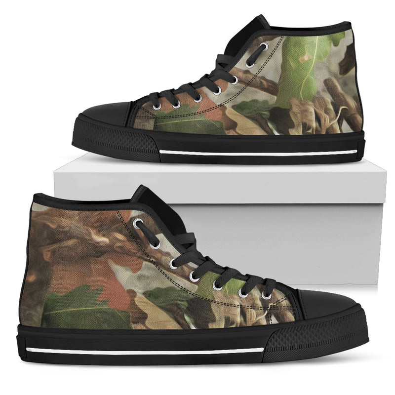 Camo Realistic Tree Forest Print Women High Top Shoes