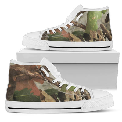 Camo Realistic Tree Forest Print Women High Top Shoes